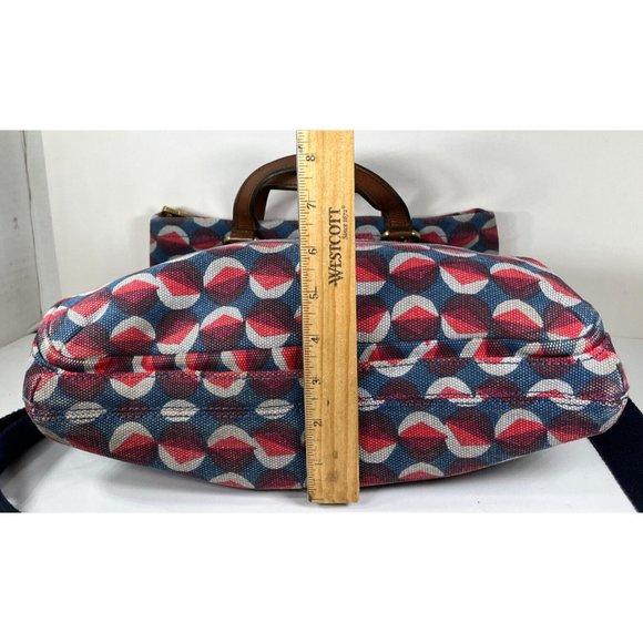 Fossil Explorer Geometric Fabric with Leather Trim Crossbody Shoulder Bag - Picture 11 of 12